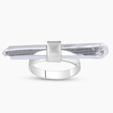 Rose Quartz Silver Pencil Ring