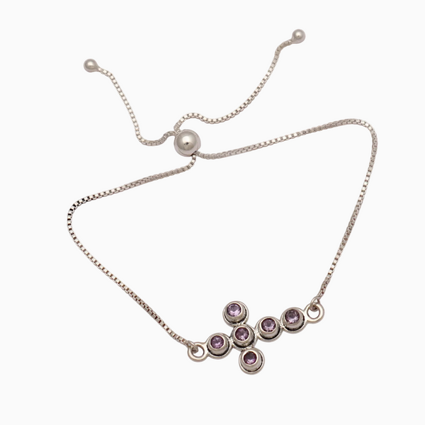 Natural Amethyst Silver Bracelets