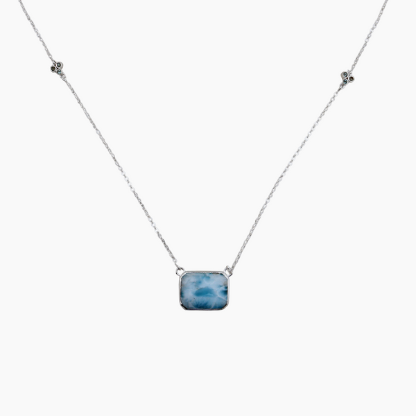 Blue Topaz with Larimar Silver Necklace