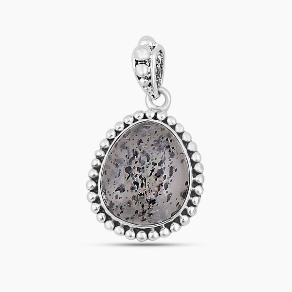 925 Silver Black Dot Quartz Pendant
