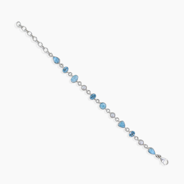 925 Silver Larimar & Blue Topaz Bracelet