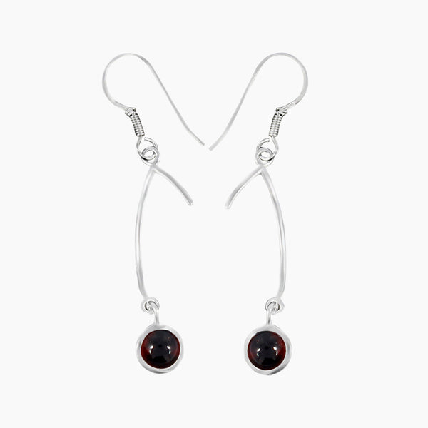 Hessonite Silver Earrings