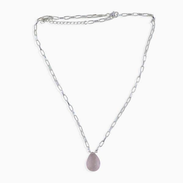 Rose Quartz Briliant Gemstone Necklace, 925 Solid Silver Necklace