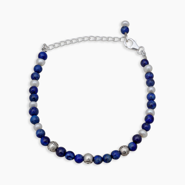 Lapis & Pearl Beads Bracelet