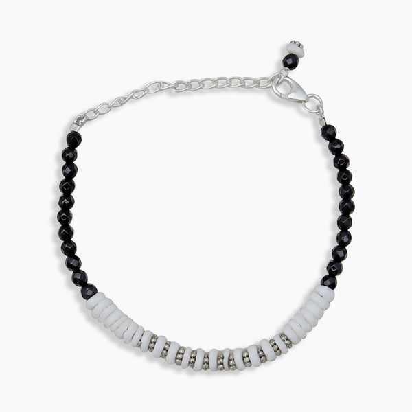 Black Onyx & Abstrace Beads Bracelets