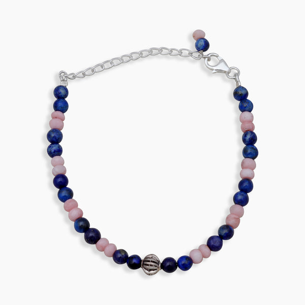 Lapis & Pink Opal Beads Bracelet