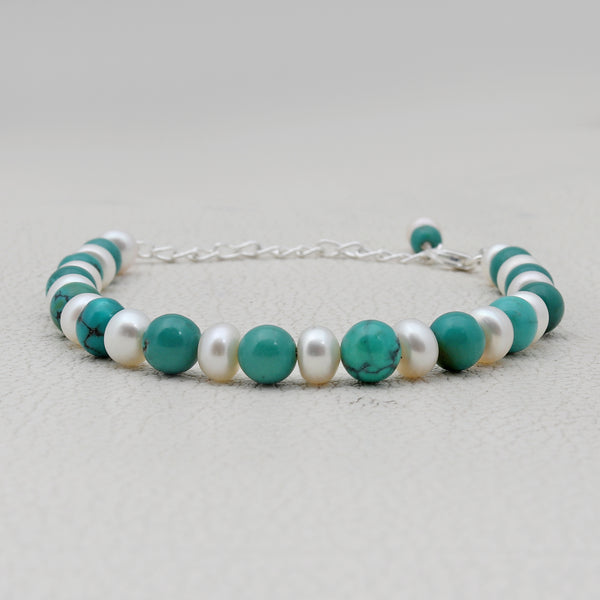 Turquoise & Pearl Beads Bracelet