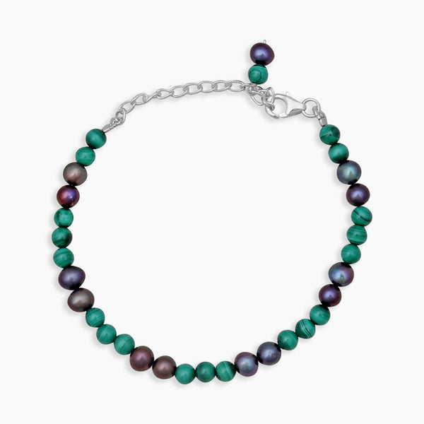 Malachite & Pearl Beads Bracelet