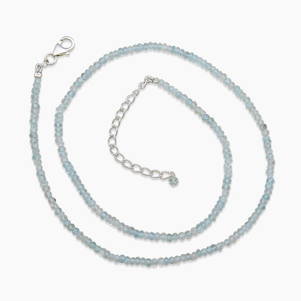 Blue Aquamarine Silver Beads Necklaces