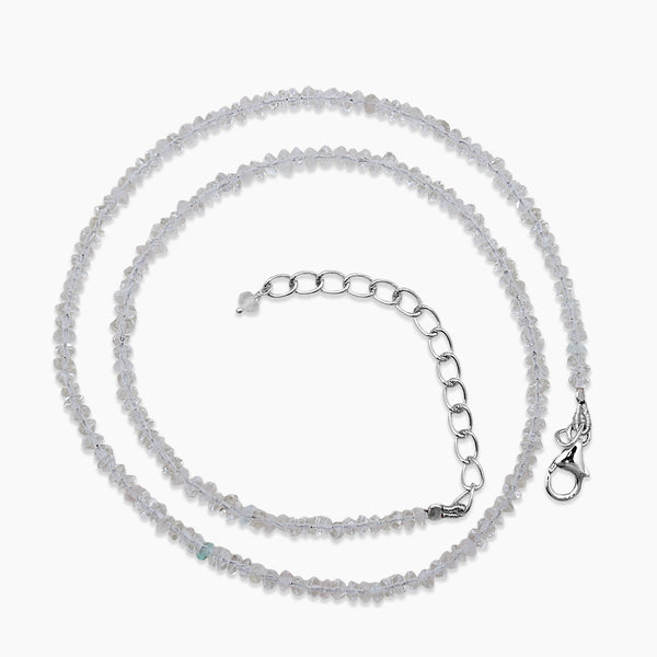 Blue Aquamarine Silver Beads Necklaces