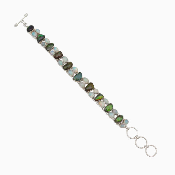 Ethiopian Opal & Ammolite Silver Bracelets