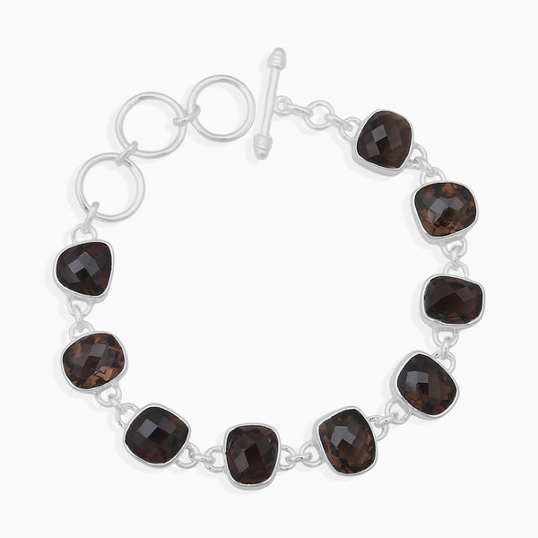 Smoky Quartz Silver Bracelets