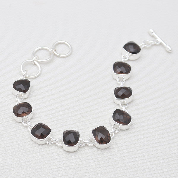 Smoky Quartz Silver Bracelets