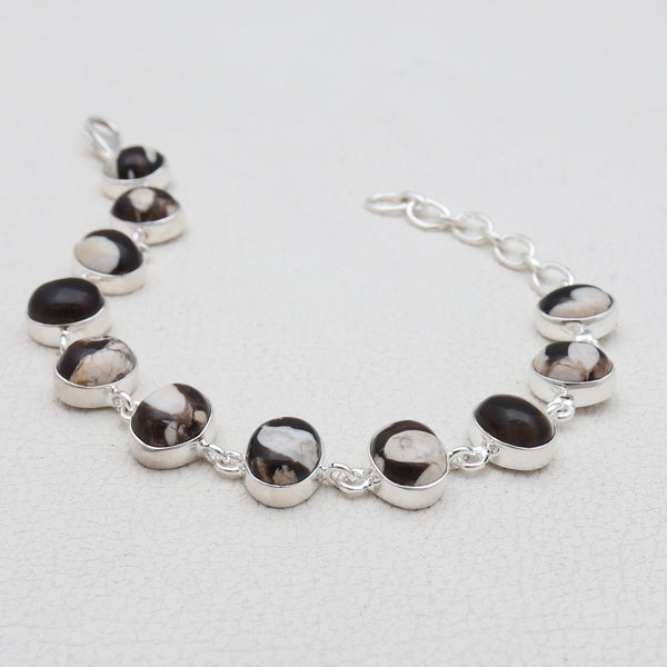 Peanut Wood Jasper Silver Bracelets