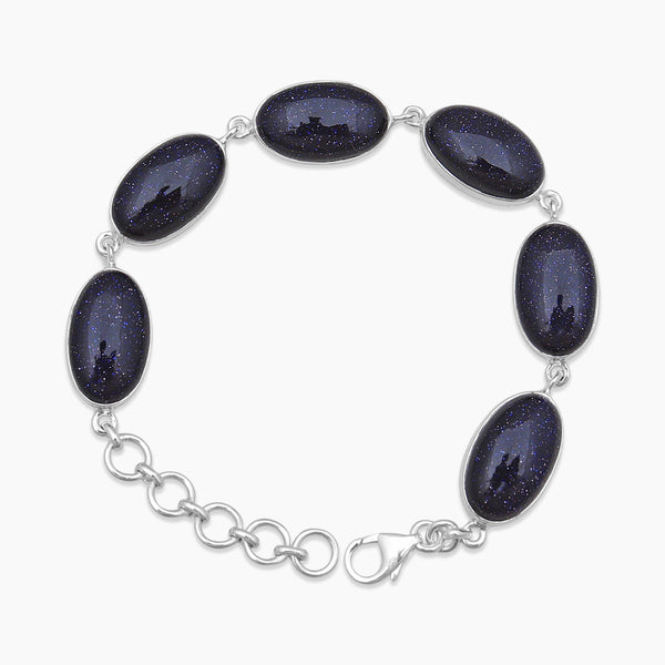 Blue Sunstone Solid Sterling Silver Bracelets