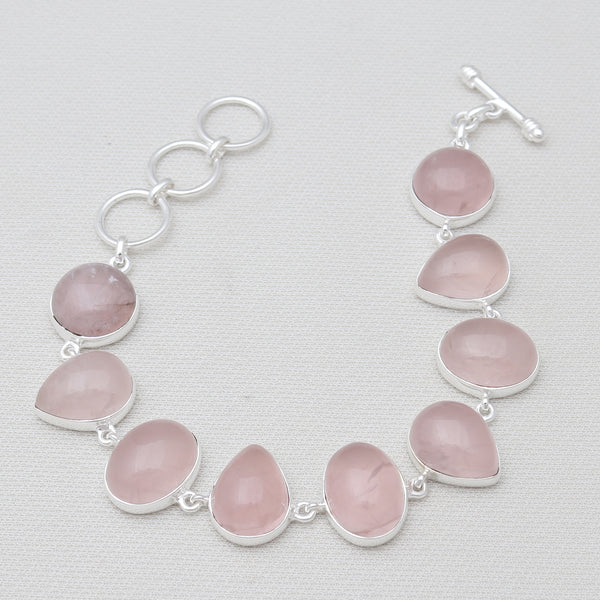 Rose Quartz Silver Bracelets