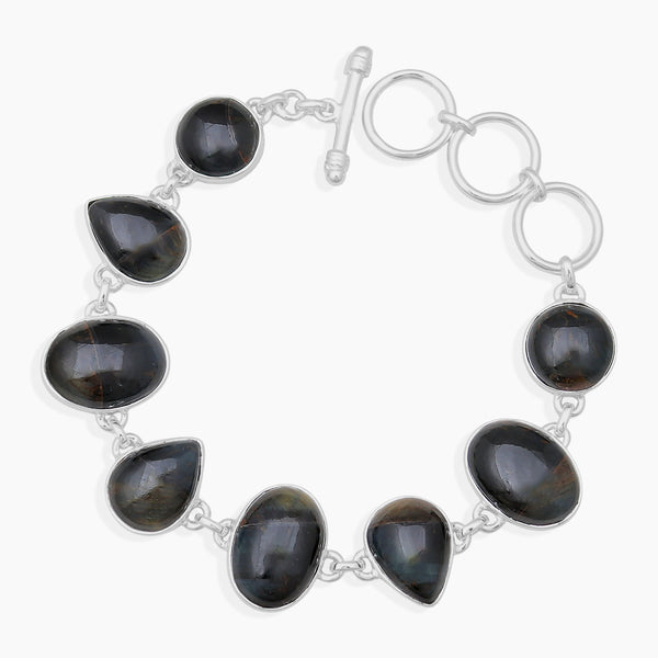 Black Tiger Eye Silver Plain Bracelets