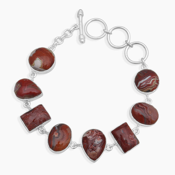 Crazy Lace Agate Silver Bracelets