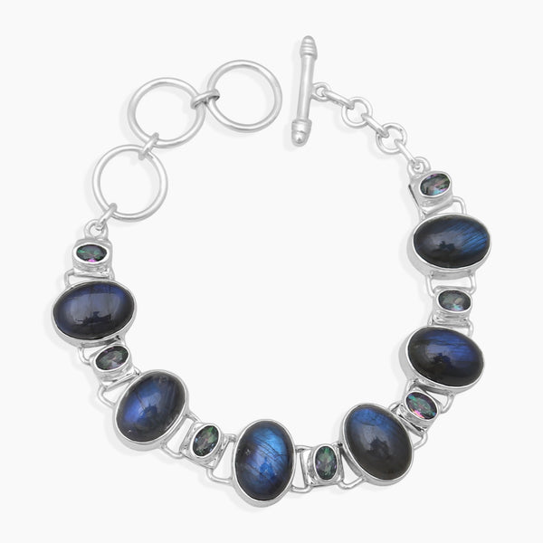 Rainbow Moonstone Silver Bracelets