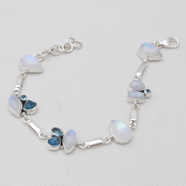 Rainbow Moonstone Silver Bracelets