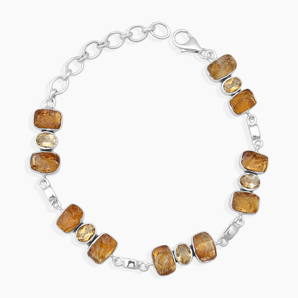 Rough Citrine Silver Bracelets