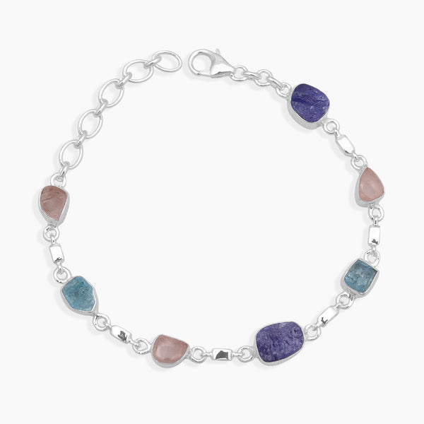 Tanzanite & Rose Quartz Silver Bracelets