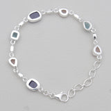 Tanzanite & Rose Quartz Silver Bracelets
