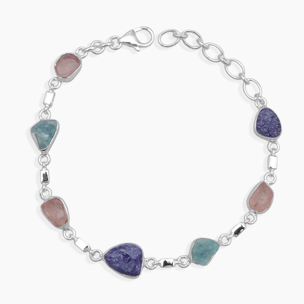Tanzanite & Rose Quartz Silver Bracelets
