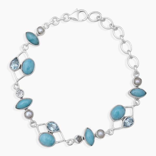Larimar & Blue Topaz Silver Bracelets