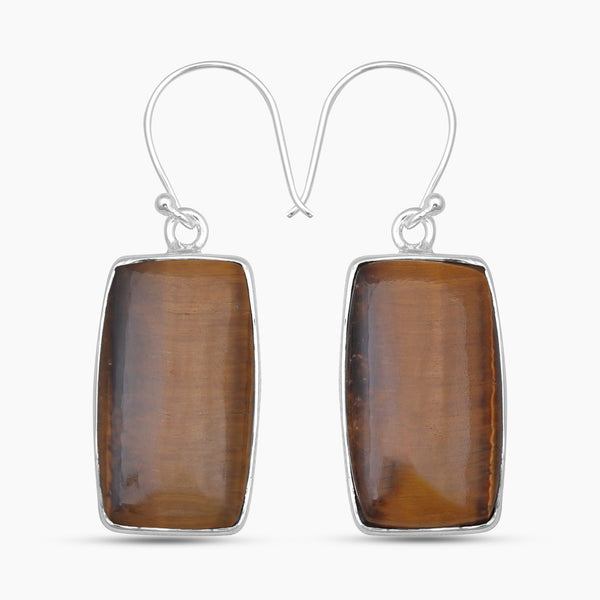 925 Sterling Silver Brown Tiger Eye Earrings