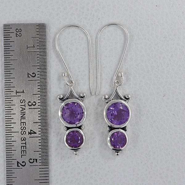925 Sterling Silver Purple Amethyst Earrings