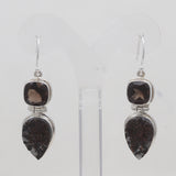 Rough Astrophyllite Silver Earrings