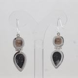 Rough Astrophyllite Silver Earrings