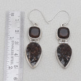Rough Astrophyllite Silver Earrings
