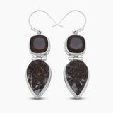 Rough Astrophyllite Silver Earrings