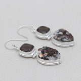 Rough Astrophyllite Silver Earrings
