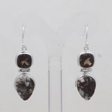 Rough Astrophyllite Silver Earrings