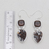 Rough Astrophyllite Silver Earrings
