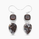 Rough Astrophyllite Silver Earrings