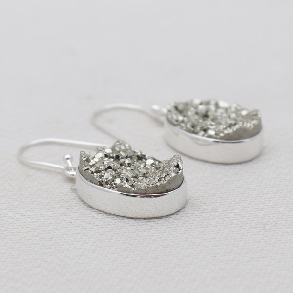 Pyrite Druzy Sterling Silver Earrings