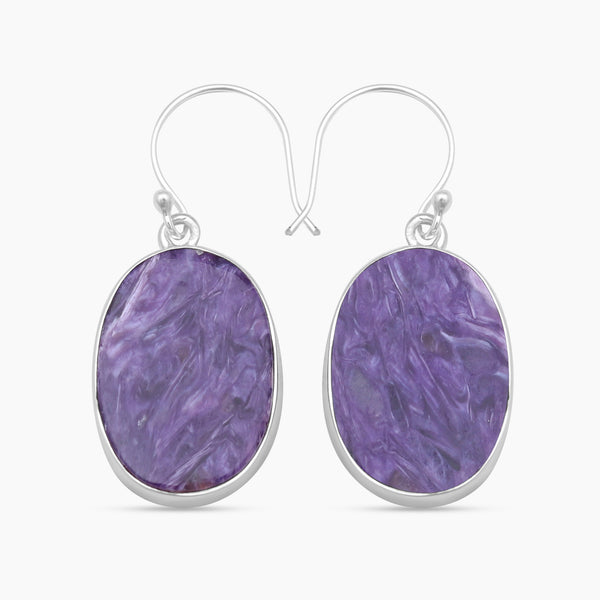 Charoite Silver Earrings