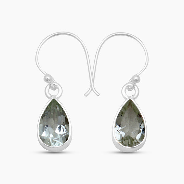 Green Amethyst Silver Earrings