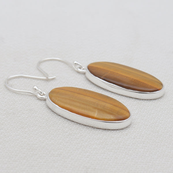 925 Sterling Silver Tiger Eye Earrings