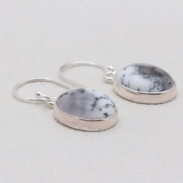 925 Sterling Silver Dendritic Opal Earrings