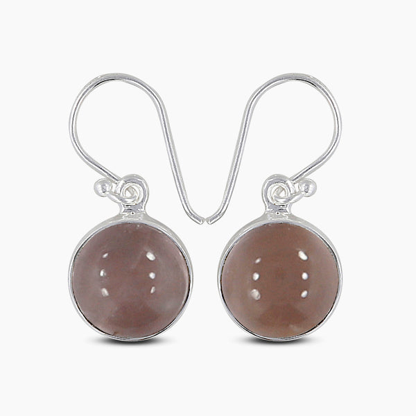 Natural Rose Quartz Silver Earrings