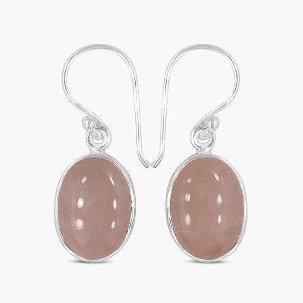 Natural Rose Quartz Silver Earrings