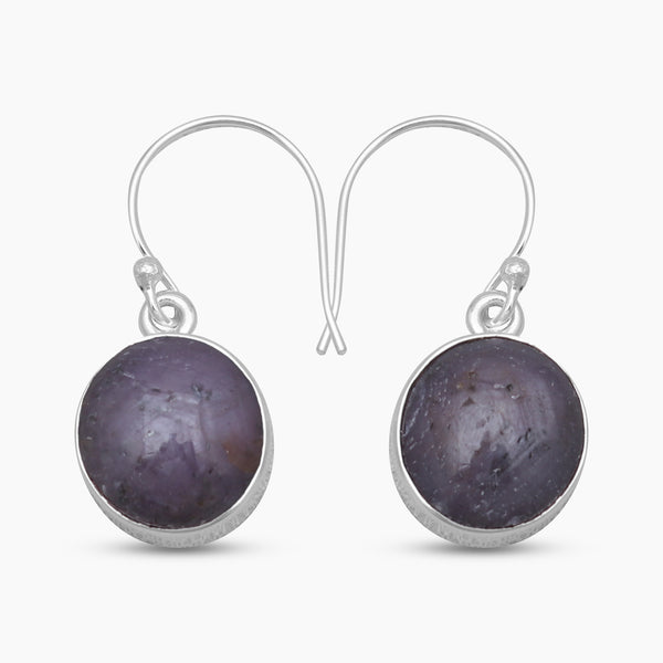 925 Sterling Silver Star Ruby Earrings