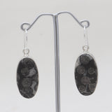 Black Coral Silver Earrings