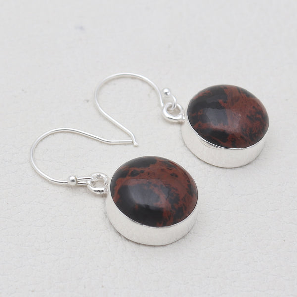 Mahogany Jasper Silver Plain Earrings