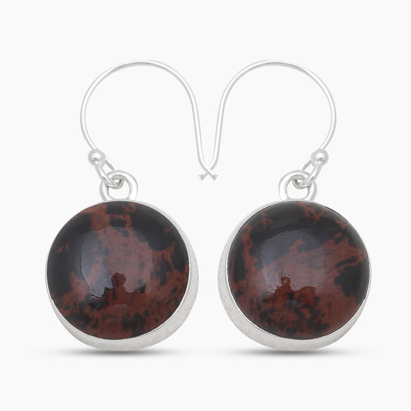 Mahogany Jasper Silver Plain Earrings